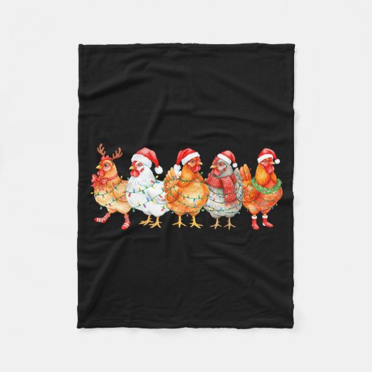 Funny Chicken Christmas Lights Farm Animal Xmas Ho Fleecedecke (Vorderseite)
