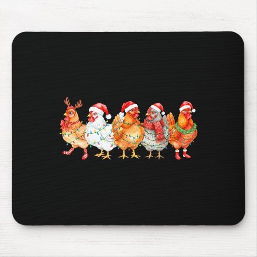 Funny Chicken Christmas Lights Farm Animal Xmas Ho Mousepad (Vorne)
