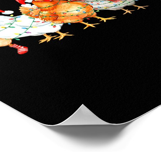 Funny Chicken Christmas Lights Farm Animal Xmas Ho Poster (Ecke)