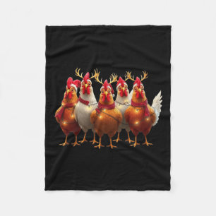 Funny Chicken Christmas Lights Farm Süße Tier Xm Fleecedecke