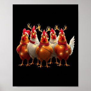 Funny Chicken Christmas Lights Farm Süße Tier Xm Poster