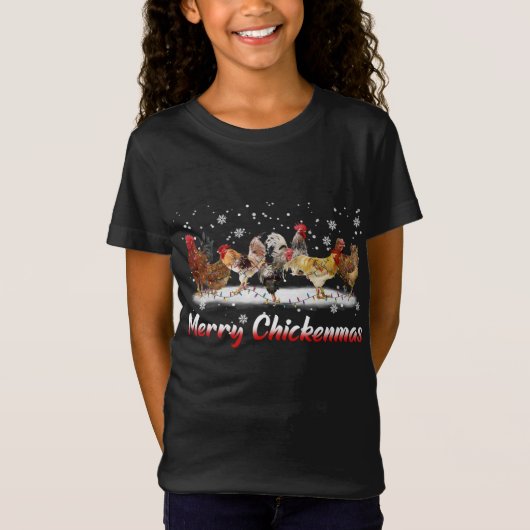 Funny Chicken Christmas Lights - Frohe Weihnachten T-Shirt (Vorderseite)