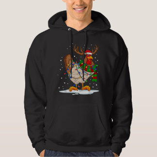 Funny Chicken Christmas Reindeer Christmas Lights  Hoodie