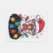 Funny Chicken Christmas Tree Lights Santa Hat Xmas Fleecedecke (Vorderseite (Horizontal))