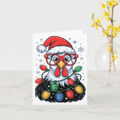 Funny Chicken Christmas Tree Lights Santa Hat Xmas Karte (Gelbe Blume)