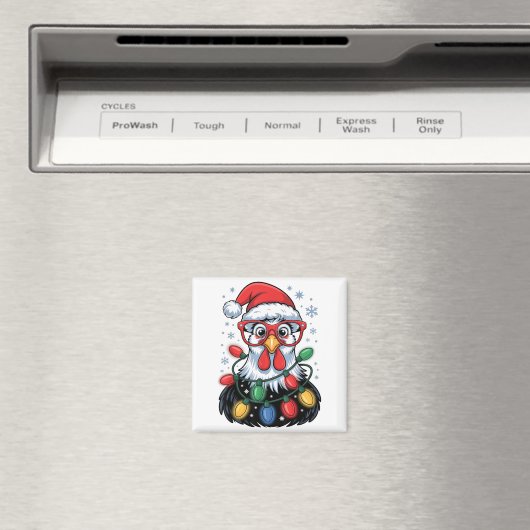 Funny Chicken Christmas Tree Lights Santa Hat Xmas Magnet (In Situ (Geschirrspüler))