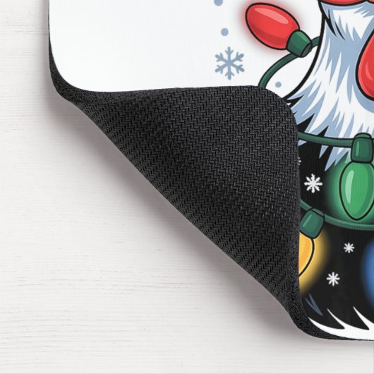 Funny Chicken Christmas Tree Lights Santa Hat Xmas Mousepad (Ecke)