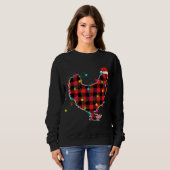 Funny Chicken Christmas Tree Red Plaid Xmas Animal Sweatshirt (Vorne ganz)