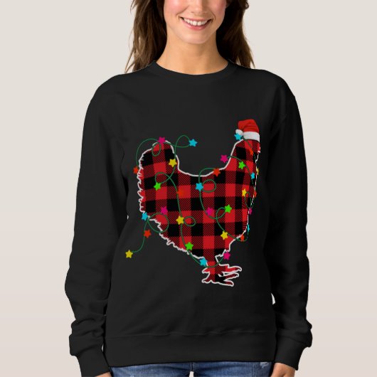 Funny Chicken Christmas Tree Red Plaid Xmas Animal Sweatshirt (Vorderseite)
