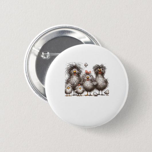 Funny Chicken Classic Retro Style Button (Vorne & Hinten)