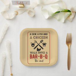 Funny Chicken Cow Pig Barbecue Party Pappteller