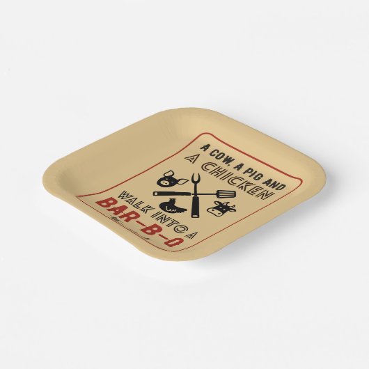 Funny Chicken Cow Pig Barbecue Party Pappteller (Gewinkelt)