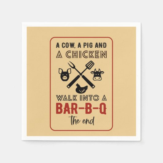 Funny Chicken Cow Pig Barbecue Party Serviette (Vorderseite)
