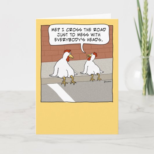 Funny Chicken Crossing the Road Happy Birthday Karte (Vorderseite)