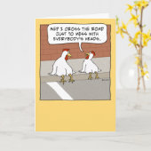 Funny Chicken Crossing the Road Happy Birthday Karte (Gelbe Blume)