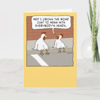 Funny Chicken Crossing the Road Happy Birthday