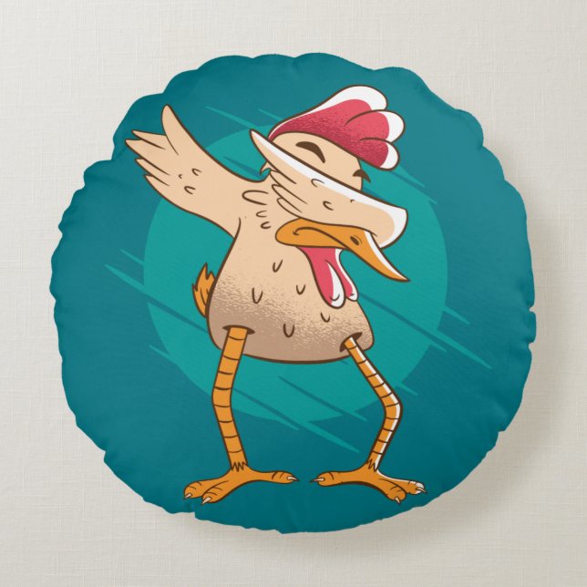 Funny Chicken Dance Rundes Kissen (Vorderseite)