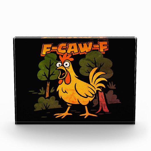 Funny Chicken Design - F-Caw-F Cartoon Animal Humo Fotoblock (Vorderseite)