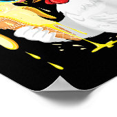 Funny Chicken Eating Banana Ice Poster (Ecke)