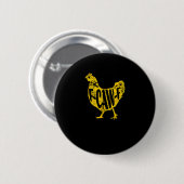 Funny Chicken F-Caw-F Hen Poultry Rooster Coop Button (Vorne & Hinten)