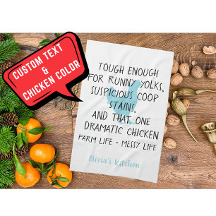 Funny Chicken Farm Eigentümer Individuelle Name Bl Geschirrtuch