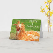 Funny Chicken Fifty & Fabulous Geburtstag Karte (Gelbe Blume)