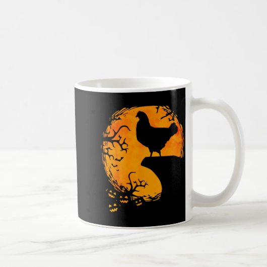 Funny Chicken Halloween Moon Silhouette Soky Chick Kaffeetasse (Rechts)