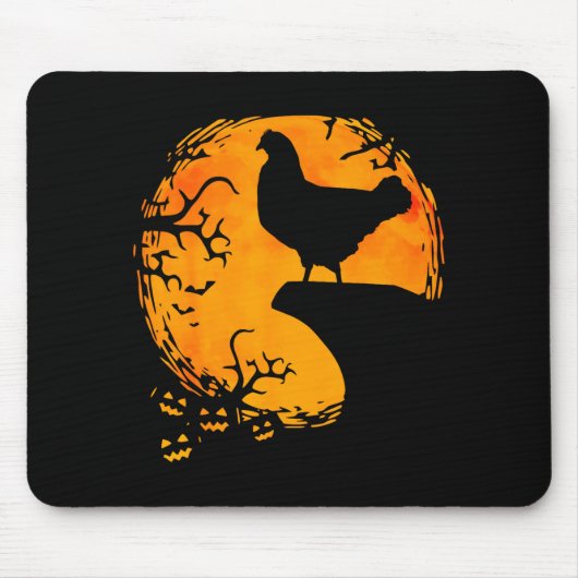 Funny Chicken Halloween Moon Silhouette Soky Chick Mousepad (Vorne)