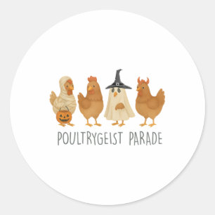 Funny Chicken Halloween, Spooky Chicken Poultrygei Runder Aufkleber