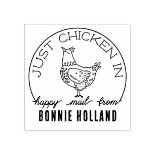Funny Chicken Happy Mail Name Briefmarke Gummistempel
