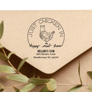 Funny Chicken Happy Mail Return Address Stamp Gummistempel