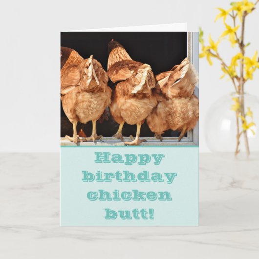 Funny Chicken Hintern Geburtstag Karte (Gelbe Blume)