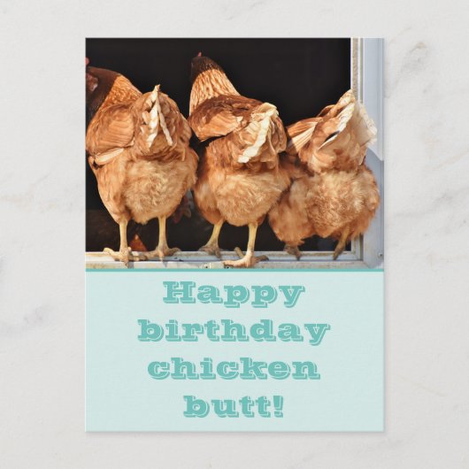 Funny Chicken Hintern Geburtstag Postkarte (Vorderseite)