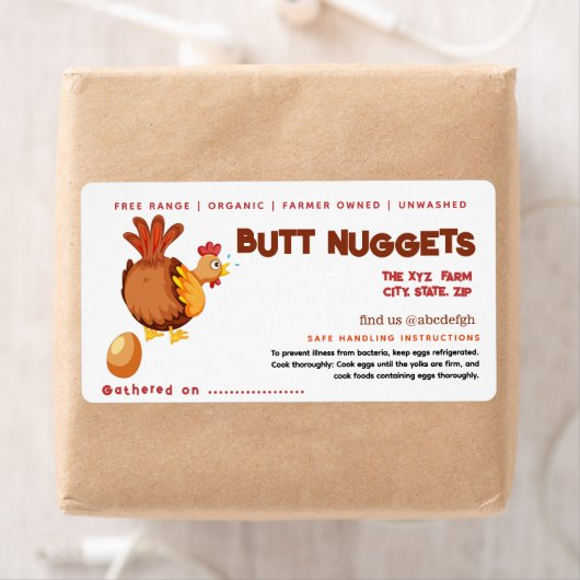 Funny Chicken Hintern Nuggets Eierkarton Etikett (Insitu)
