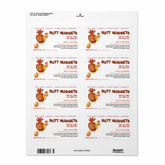 Funny Chicken Hintern Nuggets Eierkarton Etikett (Vorne)