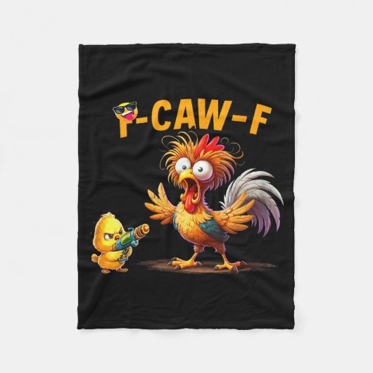Funny Chicken Humor Quote Rooster Meme Caw F For M Fleecedecke (Vorderseite)