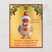 Funny Chicken in der Weihnachtsmannmütze Weihnacht Postkarte (Vorderseite)