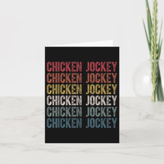 Funny Chicken Jockey Stack Repeat Schriftart Fun G Karte (Vorderseite)