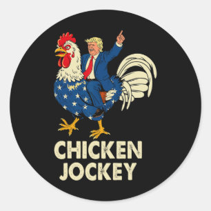 Funny Chicken Jockey Trump Meme für Männer Frauen Runder Aufkleber