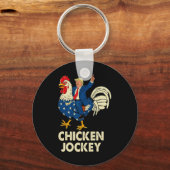 Funny Chicken Jockey Trump Meme für Männer Frauen Schlüsselanhänger (Vorderseite)