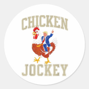 Funny Chicken Jockey Trump Runder Aufkleber