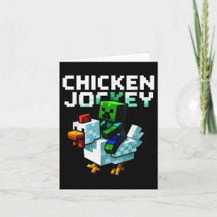 Funny Chicken Jockey Zombie Pixel Art Gamer Shirt Karte