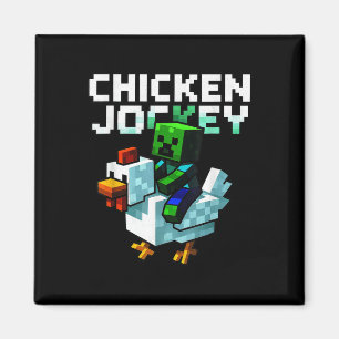 Funny Chicken Jockey Zombie Pixel Art Gamer Shirt Magnet