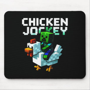 Funny Chicken Jockey Zombie Pixel Art Gamer Shirt Mousepad