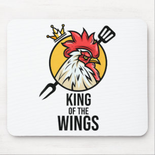 Funny Chicken King Wings Fans Grillen Drumstick Ge Mousepad