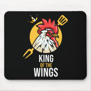 Funny Chicken King Wings Fans Grillen Drumstick Ge Mousepad
