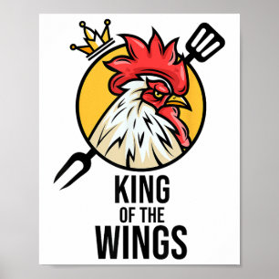 Funny Chicken King Wings Fans Grillen Drumstick Ge Poster