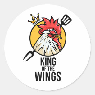 Funny Chicken King Wings Fans Grillen Drumstick Ge Runder Aufkleber