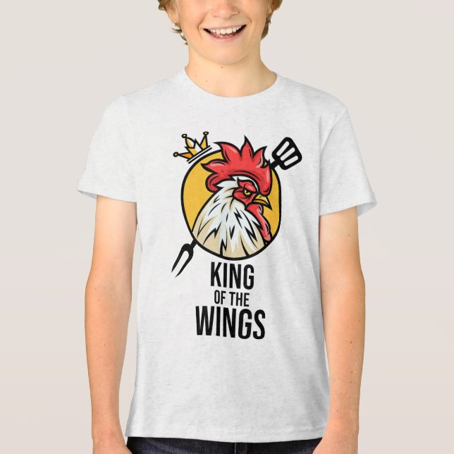 Funny Chicken King Wings Fans Grillen Drumstick Ge Tri-Blend Shirt (Vorderseite)