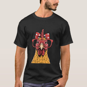 Funny Chicken Lady Rooster Hen Wearing Bandana Wom T-Shirt
